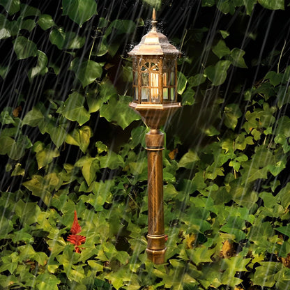 Modern Industrial Slim Post Outdoor Lamp Black or Bronze Die-Cast Aluminum Cylindrical Glass 32 Inch