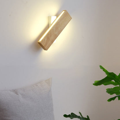 Wood LED Wall Sconce Rotatable Minimalist Warm White Bedroom Hallway 3 Sizes