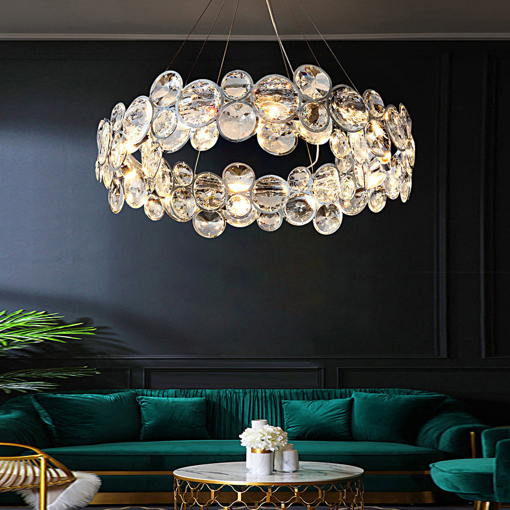 Round Bubble Crystal Chandelier Stainless Steel E14 3000K Electroplated Silver 4 Sizes Indoor
