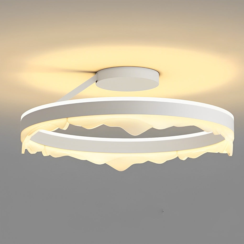 Round LED Semi-Flush Mount Ceiling Light Nordic Modern Iron Acrylic White Stepless Dimmable 16 20 Inch
