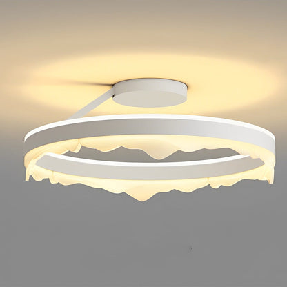 Round LED Semi-Flush Mount Ceiling Light Nordic Modern Iron Acrylic White Stepless Dimmable 16 20 Inch
