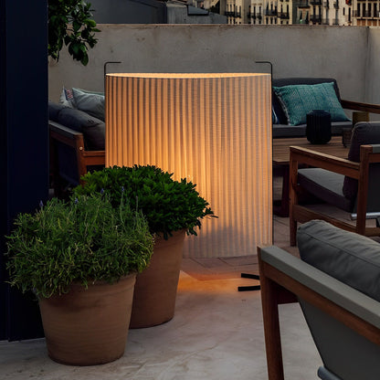 Japanese-Style Fabric Drum LED Outdoor Floor Lamp IP54 Aluminium 12W 3000K