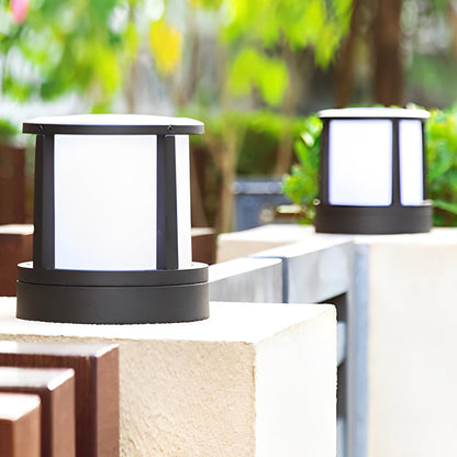 Modern Cylinder Die-Cast Aluminum Acrylic Outdoor Pillar Light Black White Hardwired IP65 700LM Garden Yard