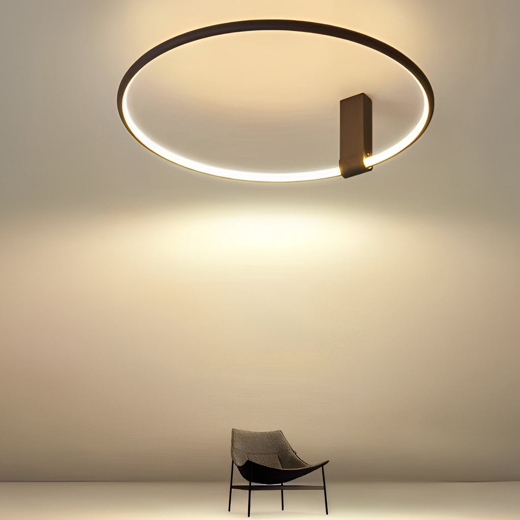 Adjustable-Angle Round Semi-Flush Mount Ceiling Light — Modern Black Aluminum Acrylic LED 3 Step Dimming High CRI