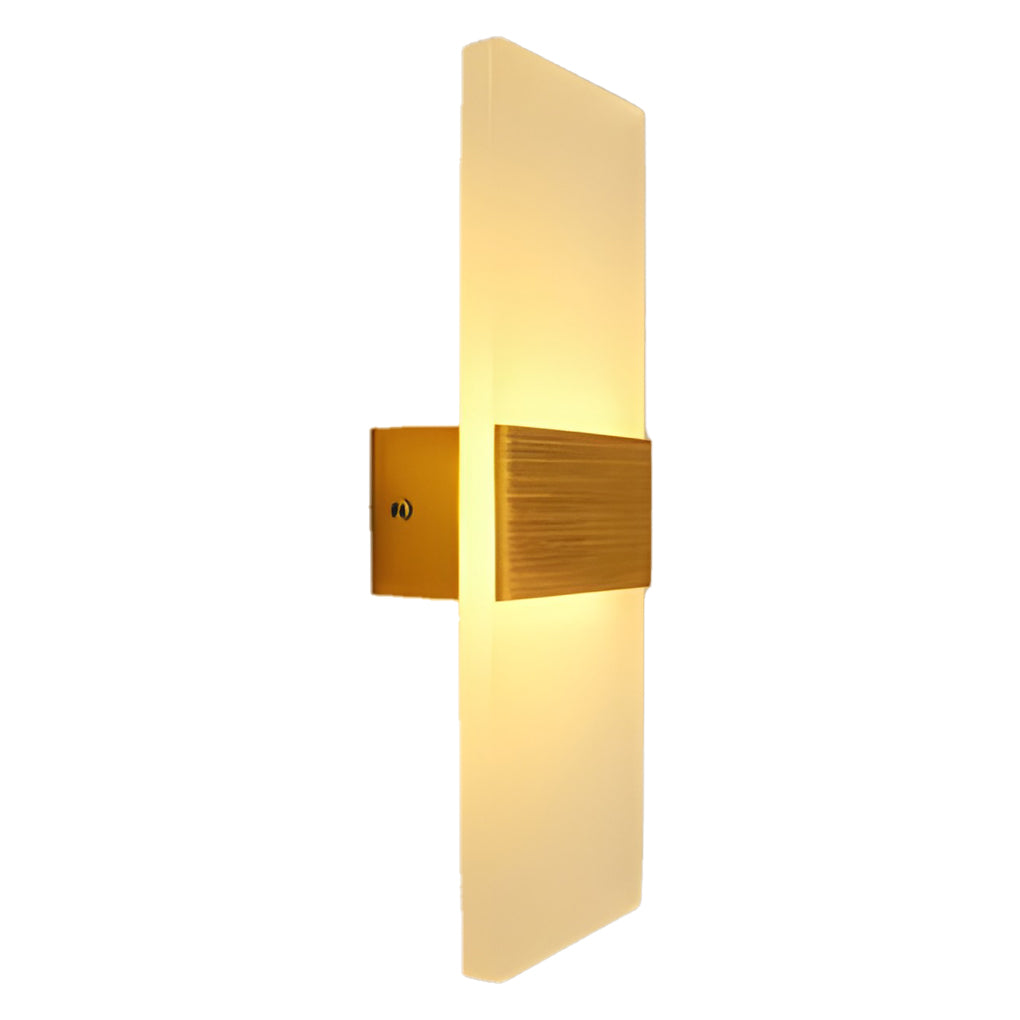 Rectangular LED Wall Sconce Acrylic Modern Minimalist Hardwired Bedroom Hallway Black Gold Silver