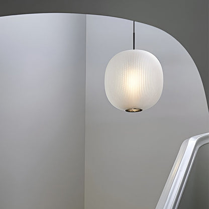 Nordic Round Glass Lantern Pendant Black White 9'' LED