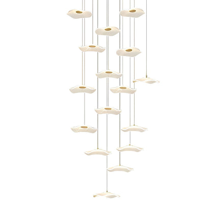 Staircase Chandelier Iron Acrylic Lotus Leaf Integrated LED Modern Retro Fixed Neutral White Dual Voltage Six Configurations 9-Light to 36-Light