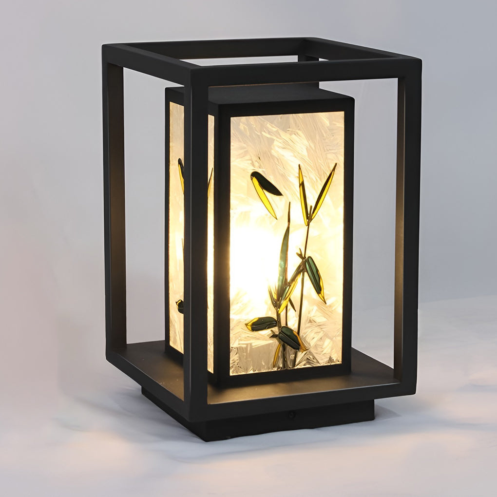 Artistic Solar LED Bollard Light Landscape Pattern Outdoor Pathway Lighting Waterproof Steel Acrylic E27 IP55