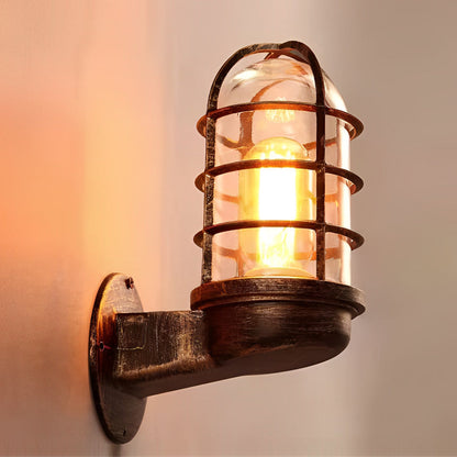 Retro Cage LED Outdoor Wall Sconce Die-Cast Aluminum Glass Black Bronze E27 3000K Indoor Outdoor