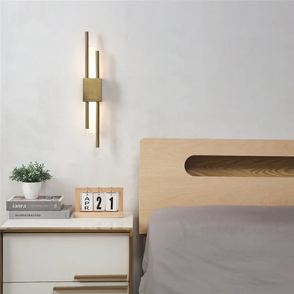 Modern Gold LED Wall Sconce Touch Dimmable Nordic Bedside Bedroom Left Right