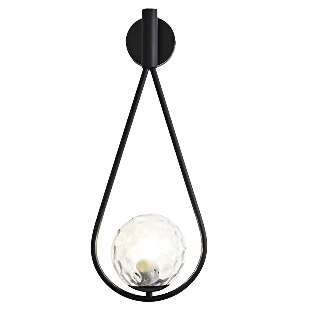 Teardrop Wall Sconce Nordic Glass Globe Iron E27 Bedroom Living Room Black Gold