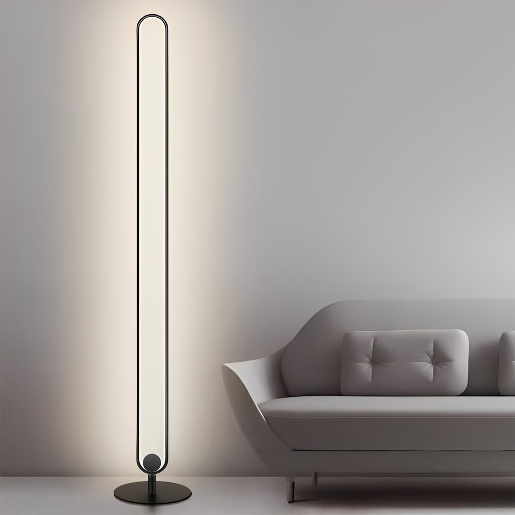 Modern Floor Lamp LED Oval Sculptural Acrylic Metal Warm White 3000K Foot Switch Black Gold Living Room Bedside 53 Inch