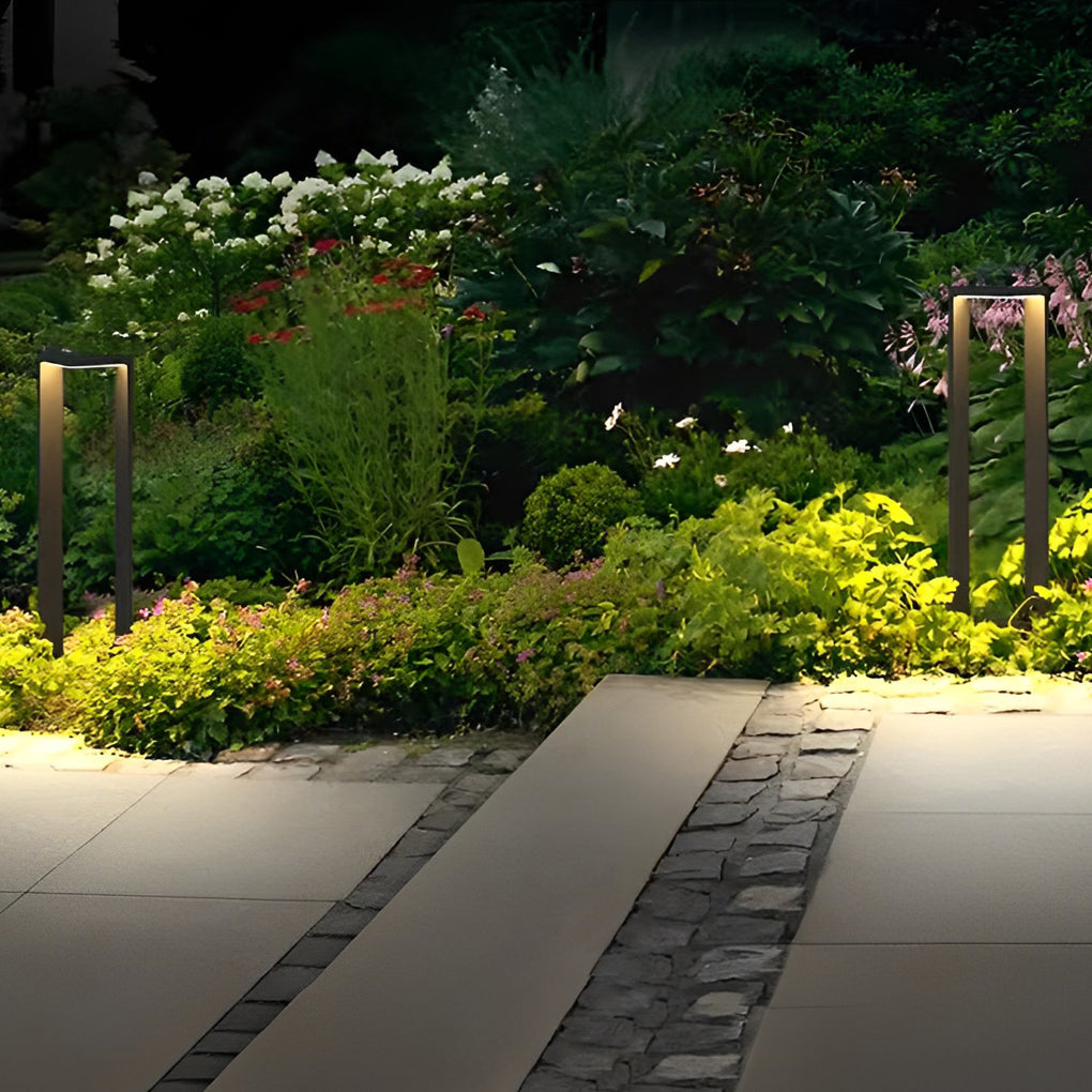 Linear Frame LED Pathway Light Black Aluminum 12W Geometric Outdoor Landscape 3 Heights