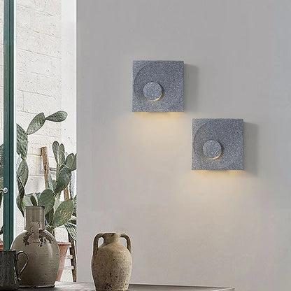 Cement LED Wall Sconce Wabi Sabi Minimalist Bedroom Hallway Frosted