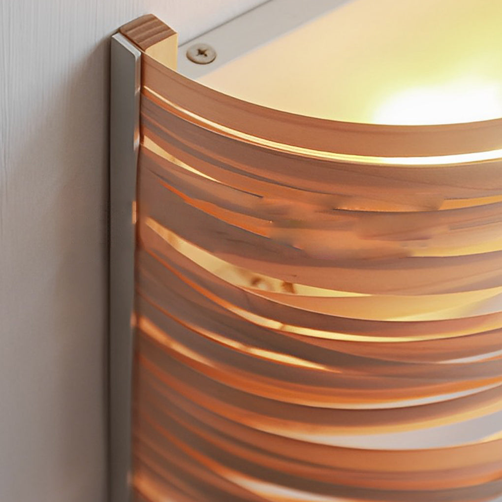 Handcrafted Wooden Wall Sconce – Semi-Cylindrical Rustic Modern Accent Light