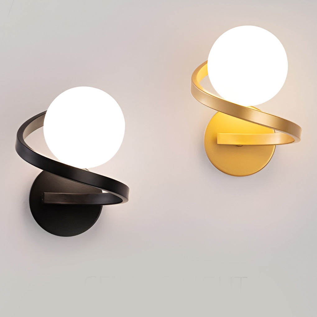 Curved Metal LED Wall Sconce G9 Iron Glass 3000K/6000K Nordic Modern Bedside Black Gold 7.87''