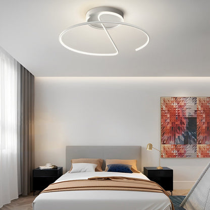 Semi-Circle Dome Semi-Flush Mount Ceiling Light — Modern Streamlined Metal Silicone LED White Black 16 20 24 Inch