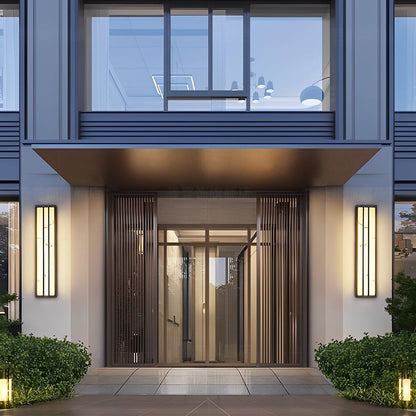 Modern LED Outdoor Wall Sconce Stainless Steel Resin Marble Shade IP54 28W 3CCT Black 27 Inch
