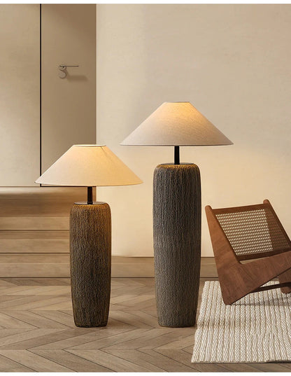 Quiet Pottery Ceramic Floor Lamp – Zen Fabric Shade