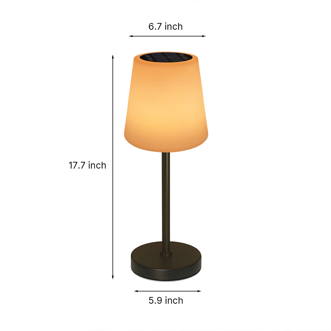 Solar Rechargeable LED Table Lamp Cordless IP65 Waterproof Dimmable Remote RGB Warm White Indoor Outdoor 18.11 Inch