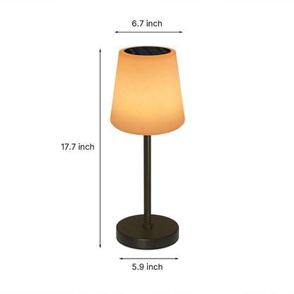 Solar Rechargeable LED Table Lamp Cordless IP65 Waterproof Dimmable Remote RGB Warm White Indoor Outdoor 18.11 Inch