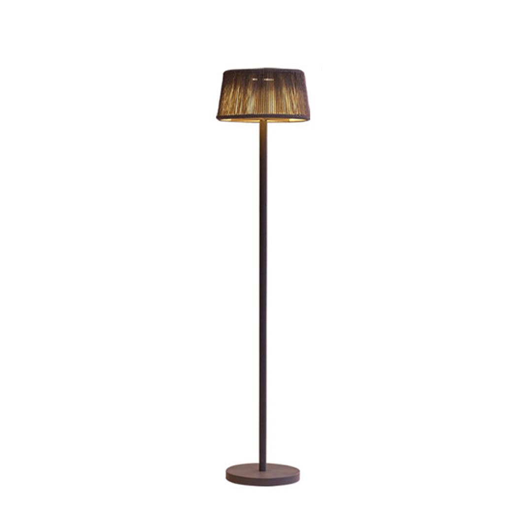 Mid-Century Modern Woven Linen Outdoor Floor Lamp IP65 Solar/Hardwired OSRAM 3000K