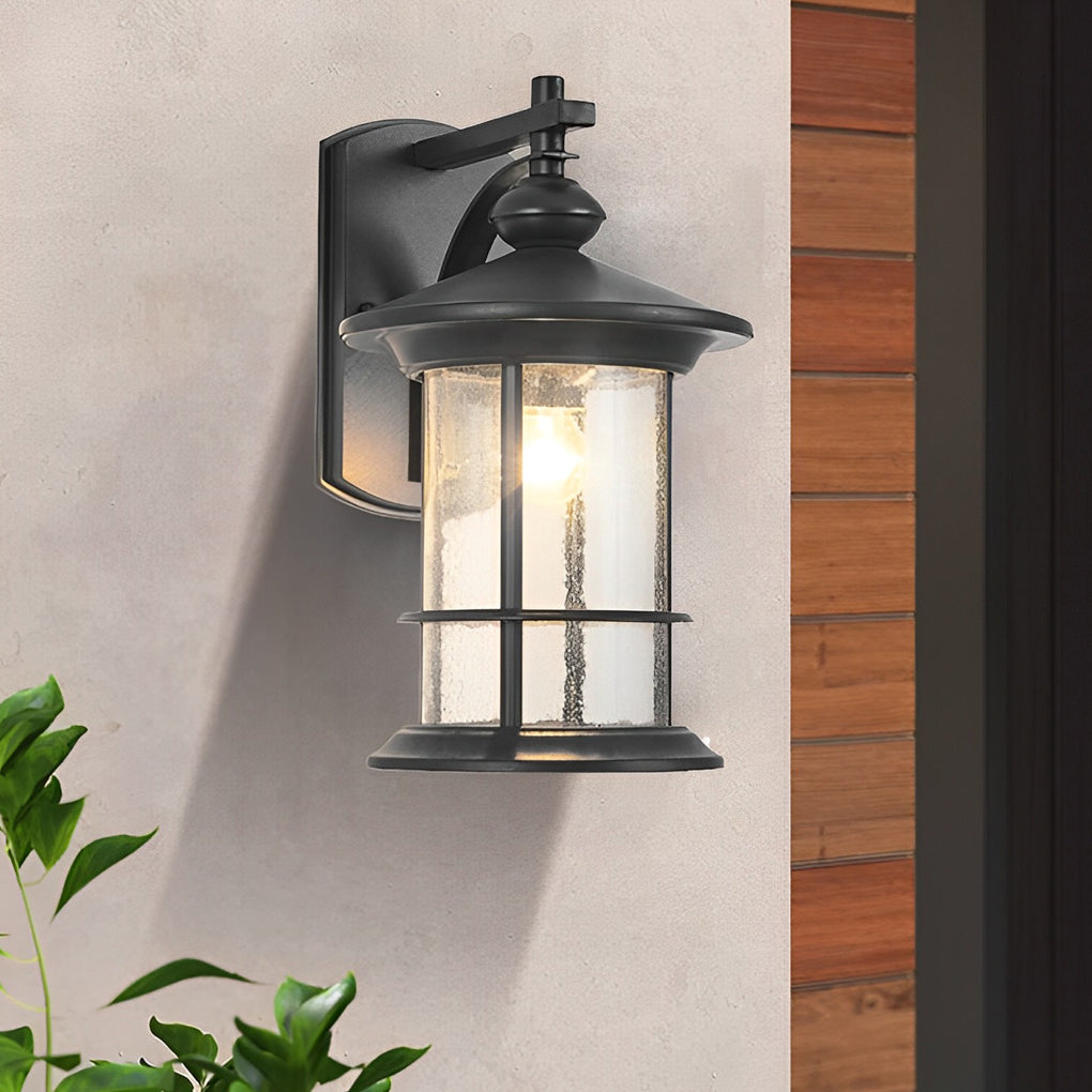 Retro Outdoor Wall Lantern Aluminum Alloy Glass E27 IP44 Waterproof Black American Garden Porch