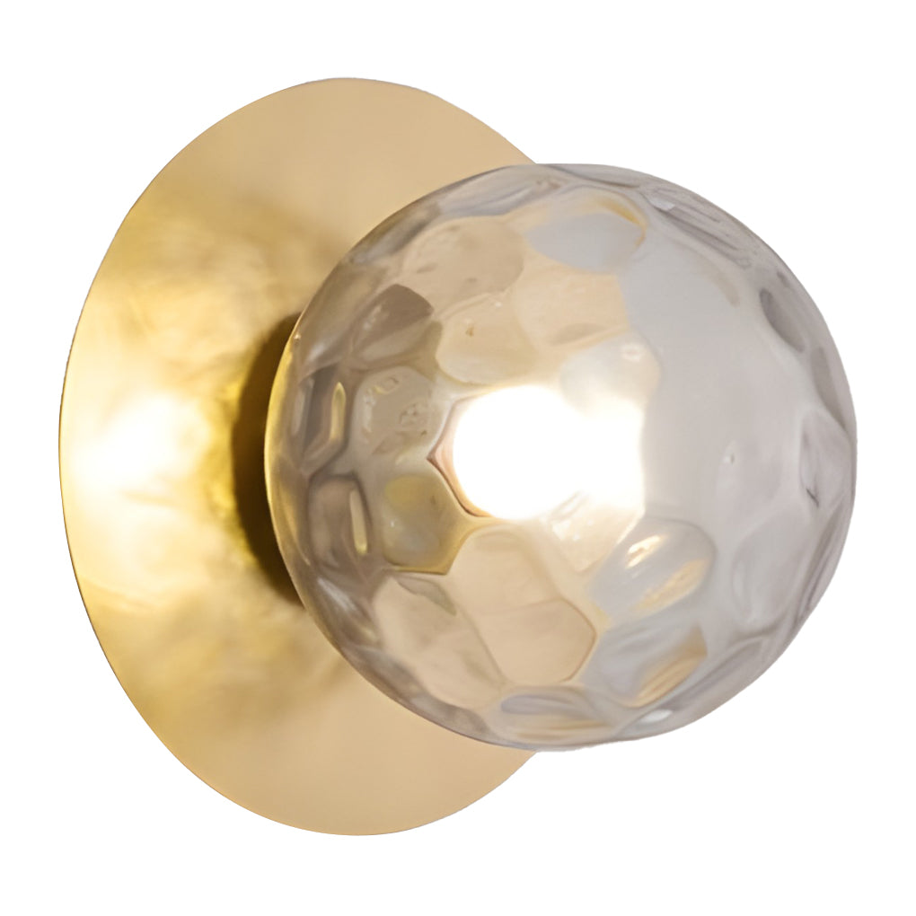 Round Glass Ball LED Wall Sconce Modern Gold Black Bedroom Living Room 12W