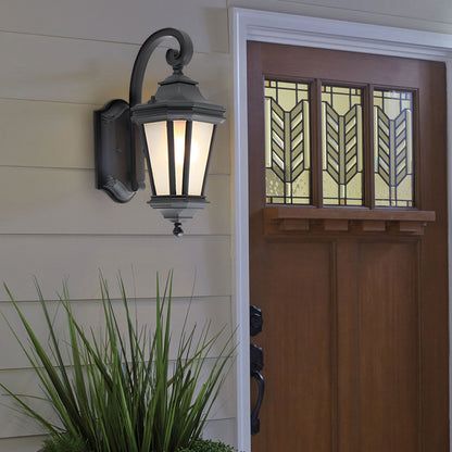 European Style Outdoor Wall Lantern Black Frosted Glass E27 2 Sizes Waterproof