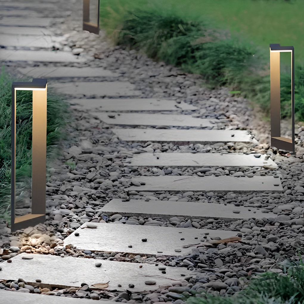 Linear Frame LED Pathway Light Black Aluminum 12W Geometric Outdoor Landscape 3 Heights