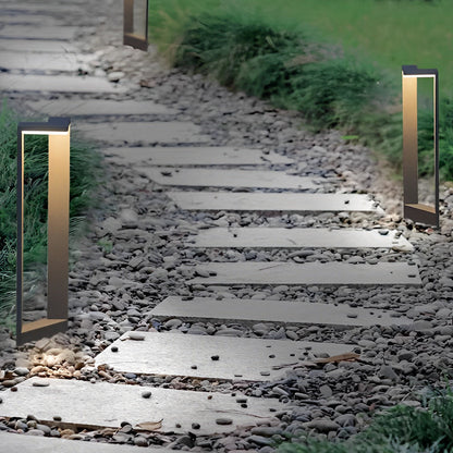 Linear Frame LED Pathway Light Black Aluminum 12W Geometric Outdoor Landscape 3 Heights