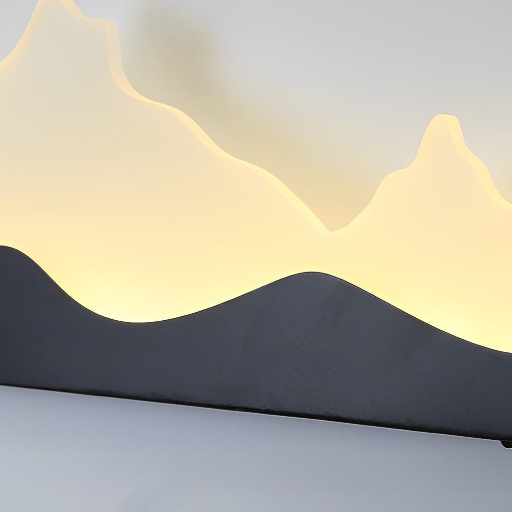 Modern LED Outdoor Wall Sconce Iron Acrylic Mountain Scenery 3000K IP65 Black 5 Sizes Industrial