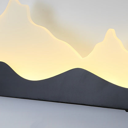 Modern LED Outdoor Wall Sconce Iron Acrylic Mountain Scenery 3000K IP65 Black 5 Sizes Industrial