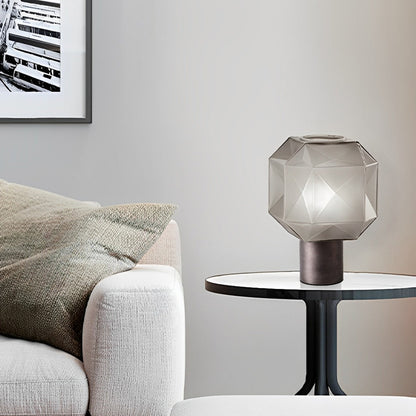 Modern Table Lamp Smoke Gray Glass Cubo Orb Multi-Refractive E27 Nordic Accent Warm White 3000K Black Brown 14 Inch