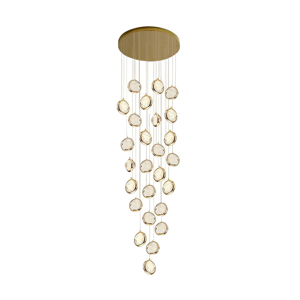 Staircase Chandelier Stainless Steel Gold Gas-Injected Hand-Blown Crystal Globe Cluster Integrated LED Modern Fixed Warm White Five Configurations 8-Light to 36-Light