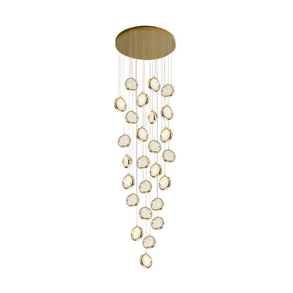Staircase Chandelier Stainless Steel Gold Gas-Injected Hand-Blown Crystal Globe Cluster Integrated LED Modern Fixed Warm White Five Configurations 8-Light to 36-Light