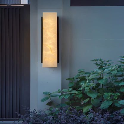 Modern Black Outdoor Wall Sconce Marble Diffuser LED IP65 3 Heights