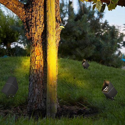 Hardwired LED Outdoor Landscape Spotlight 9W DC24V Adjustable 30° Beam Die-Cast Aluminum 3 CCT IP65 Matte Gray