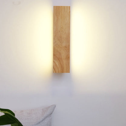 Wood LED Wall Sconce Rotatable Minimalist Warm White Bedroom Hallway 3 Sizes