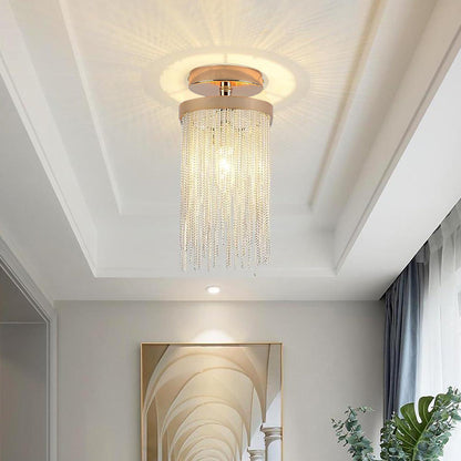 Tassel Semi Flush Mount Ceiling Light Modern Farmhouse Metal Gold Chrome Blue Green