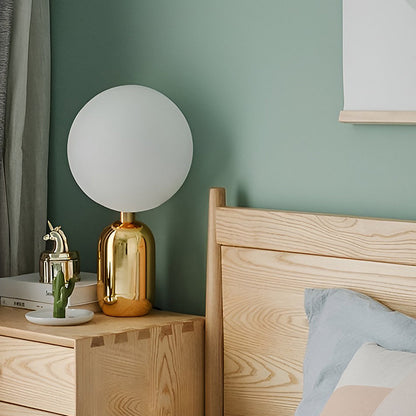 Modern Table Lamp Frosted Glass Globe Electroplated Metal Column Nordic E27 LED Gold Black 3 Sizes Up To 19.3 Inch
