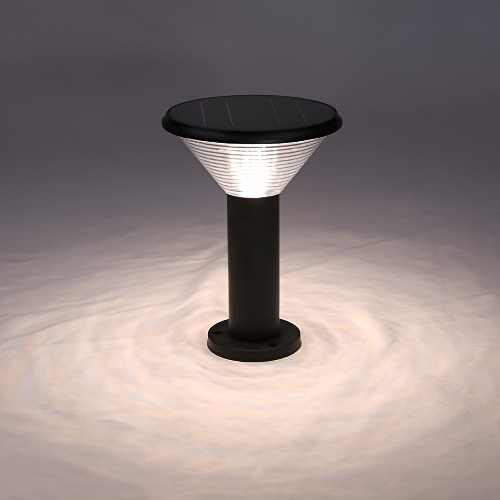Tapered Solar LED Pathway Light Black Frosted Aluminum 3-CCT 4400mAh Base or Insert 2 Heights
