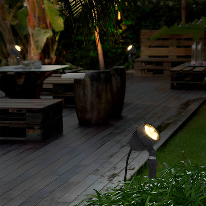 Hardwired LED Outdoor Landscape COB Spotlight 6W Adjustable Aluminum Glass IP65 3000K 110-220V Black