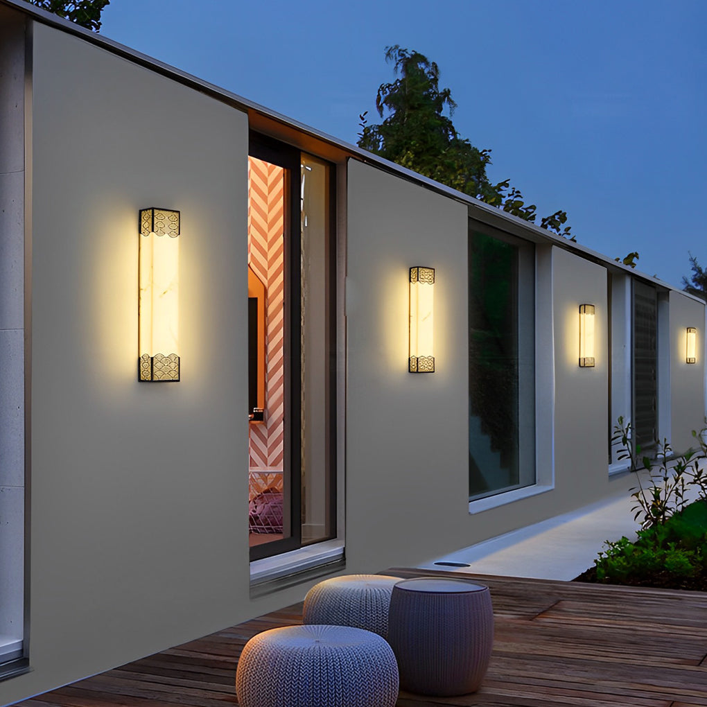 Modern LED Outdoor Wall Sconce Stainless Steel Resin Lattice Shade 20W 3CCT Black Yard Gate Garden