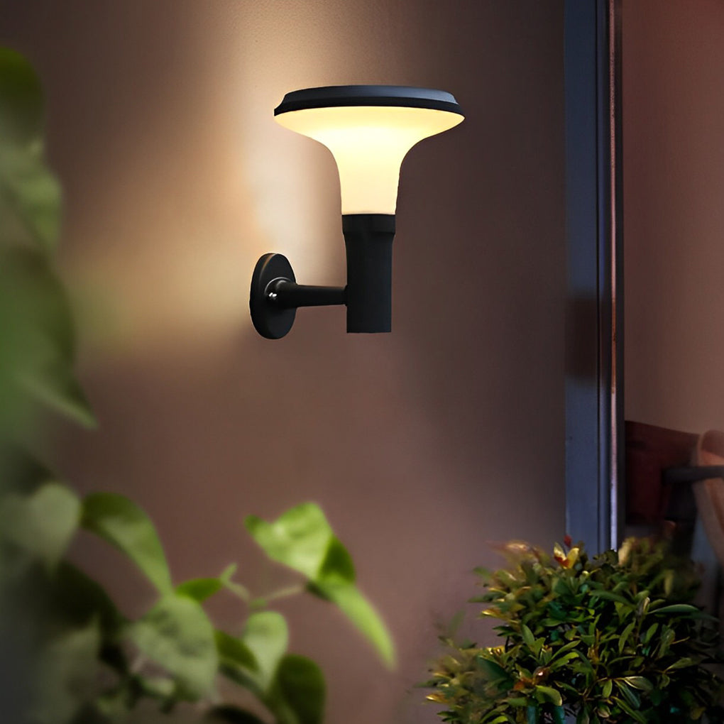 Modern Solar LED Outdoor Wall Sconce Round Flower Aluminum PC Shade IP65 2CCT Black Park Villa Garden