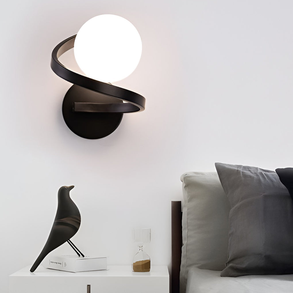 Curved Metal LED Wall Sconce G9 Iron Glass 3000K/6000K Nordic Modern Bedside Black Gold 7.87''