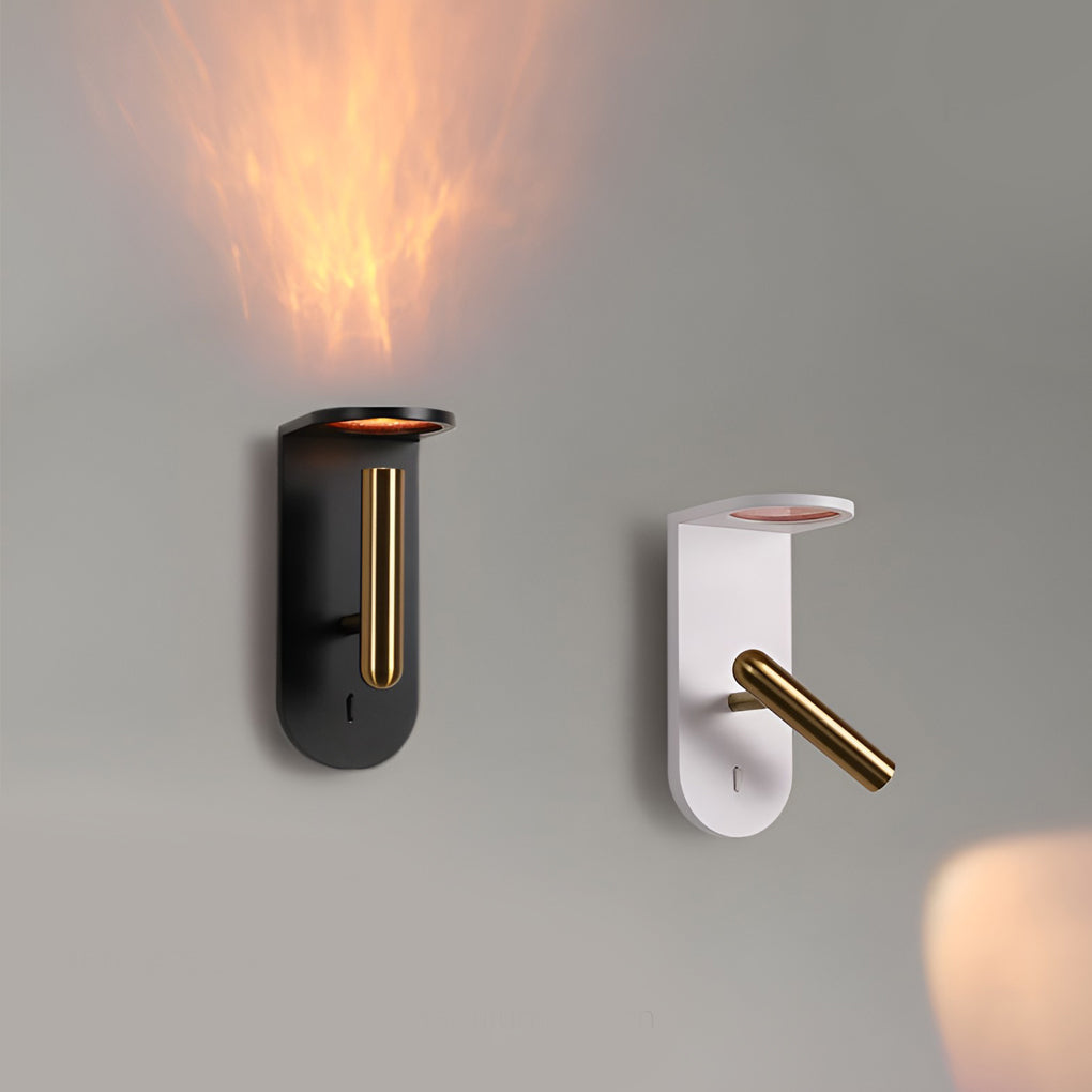 Flame Effect LED Wall Sconce Modern Adjustable Decorative Indoor Accent Light Black White