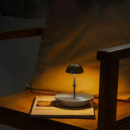 Modern Rechargeable LED Table Lamp Nickel Jingle Sphere Infrared Touch Dimmable Cordless Warm White 2400K Gold Silver 5.7 Inch
