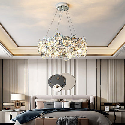 Round Bubble Crystal Chandelier Stainless Steel E14 3000K Electroplated Silver 4 Sizes Indoor
