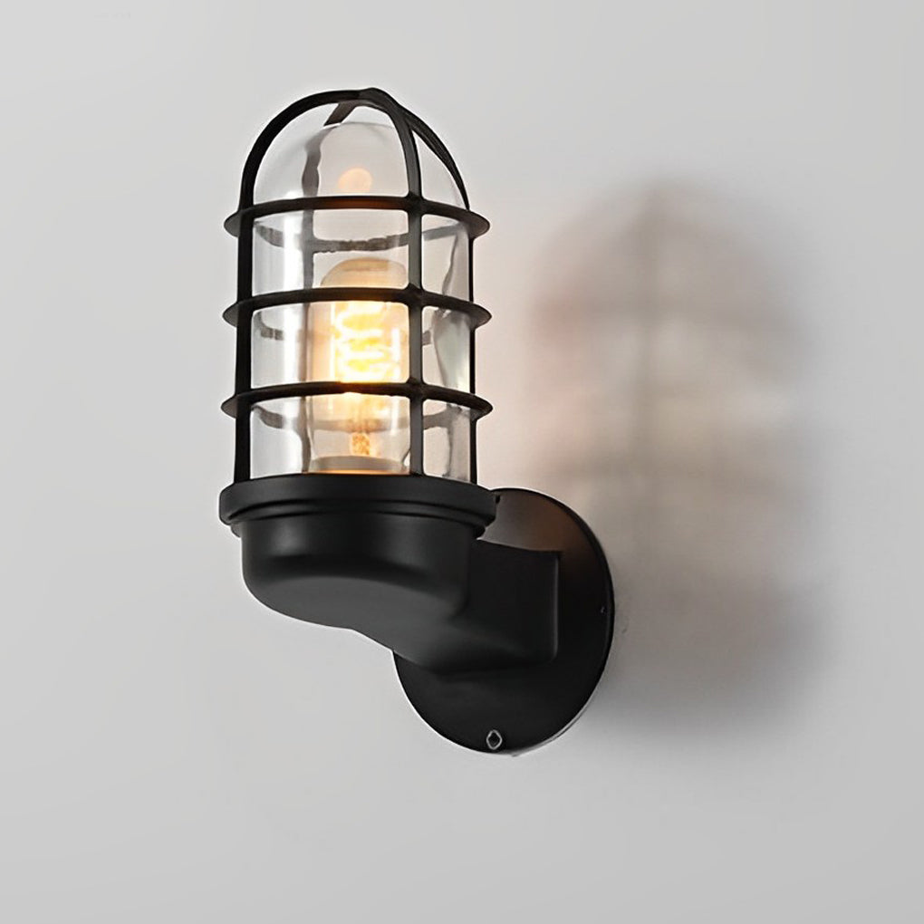 Retro Cage LED Outdoor Wall Sconce Die-Cast Aluminum Glass Black Bronze E27 3000K Indoor Outdoor